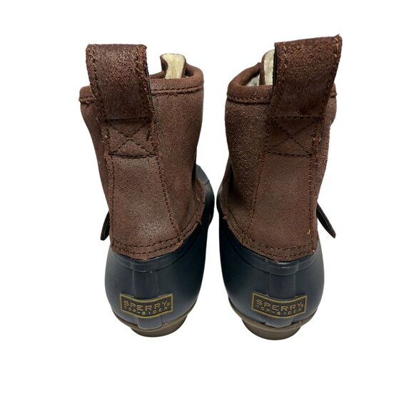 Sperry Top Sider Rip Water Duck Boots Faux Fur Womens 9 Waterproof Blue Rubber - Picture 6 of 16